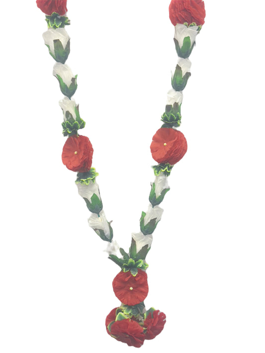 Garland 30 inch  white rose with red carnations (MOQ=dz)