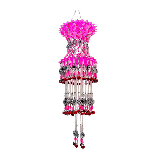 Decorative Beaded with glass Jhumar Style Hanging Decor, (Assorted Colors) 26 inches (MOQ=ea)