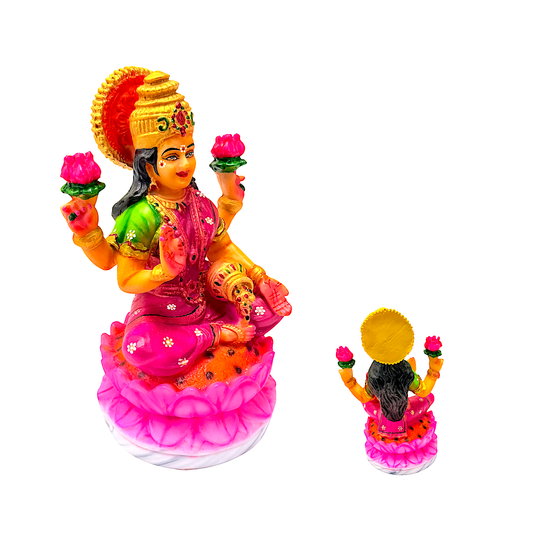 Goddess Laxmi, Pink colorful marble dust,  8 inches (MOQ=ea)