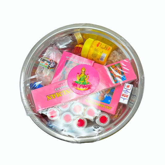 Complete Laxmi Sarjam with engraved silver thali (MOQ=ea)