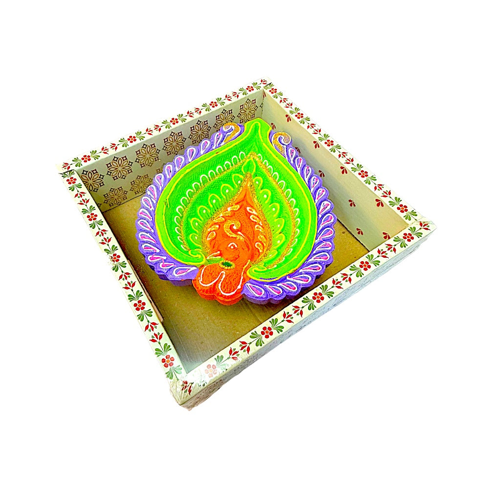1 pc Happy Diwali Akhand Diya, colorful  assorted designs (MOQ=ea)