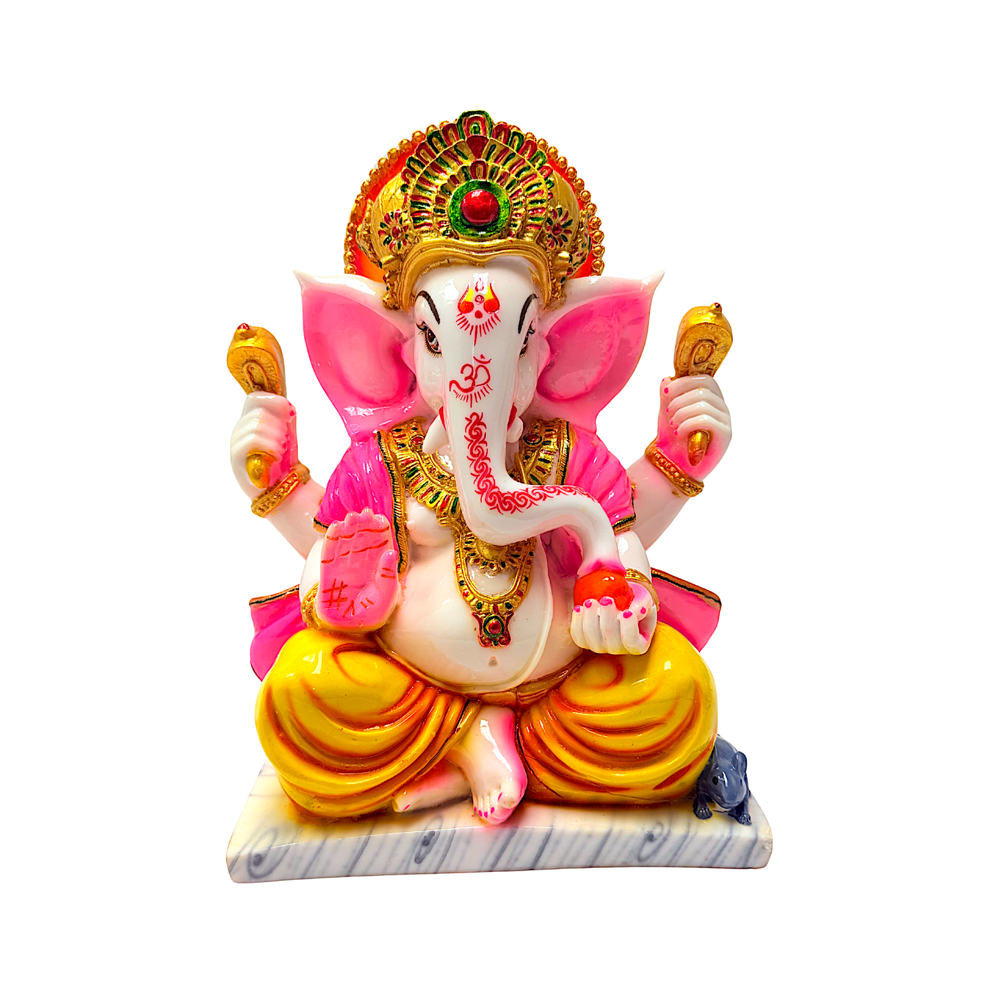 Lord Ganesha statue, colorful marble dust, 12 inches (MOQ=ea)