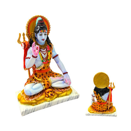 Lord Shiva statue, colorful marble dust, sitting 10 inches (MOQ=ea)