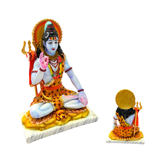 Lord Shiva statue, colorful marble dust, sitting 10 inches (MOQ=ea)