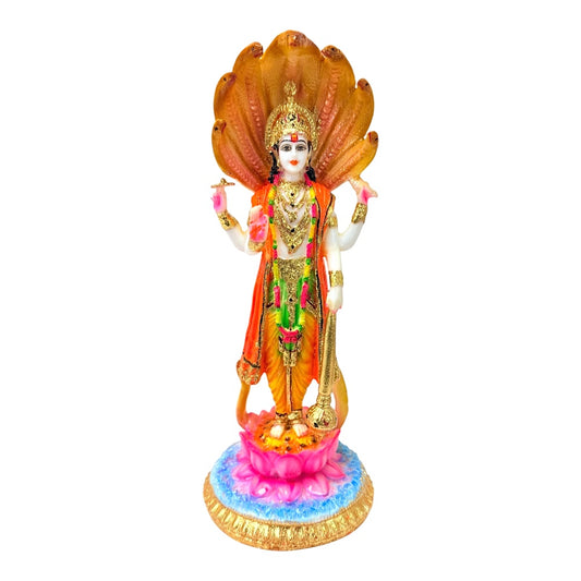 Lord Vishnu, colored and gold, marble dust 12" (MOQ=ea)