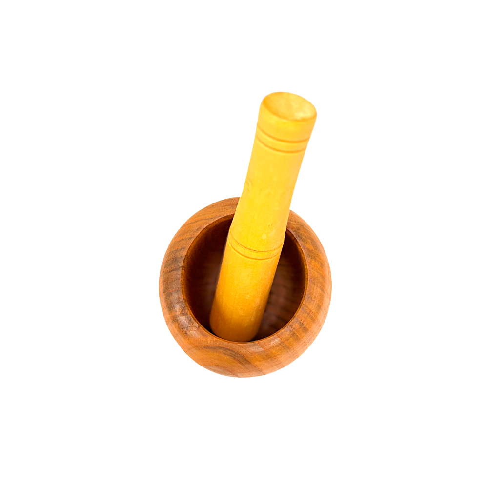 Pestle Mortar wood Bamboo H: 4" w:3.5" (MOQ=ea)