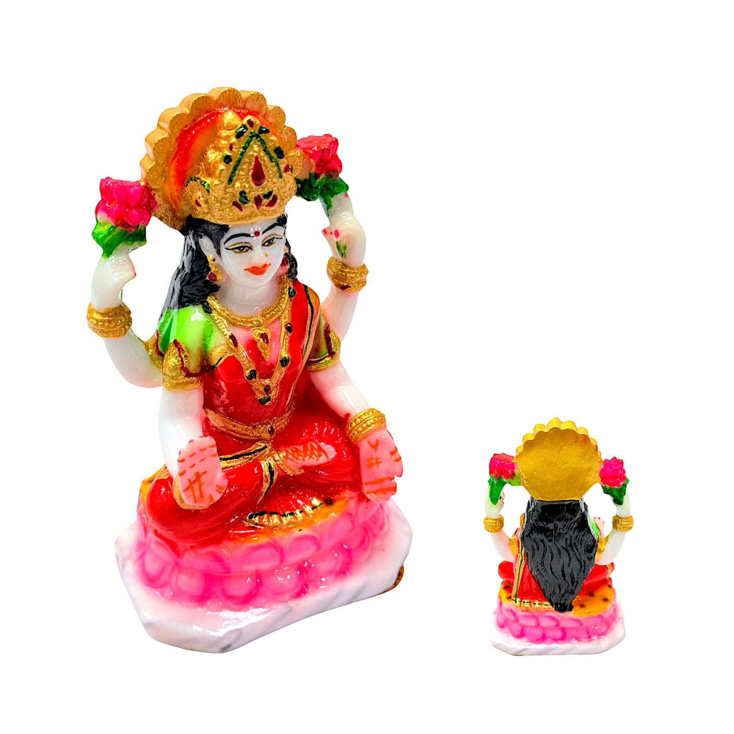 Goddess Laxmi statue, colorful marble dust, 6 inches (MOQ=ea)