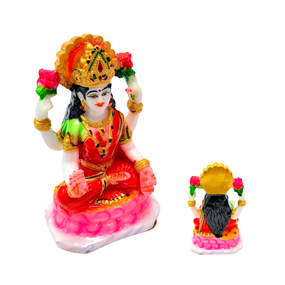 Goddess Laxmi statue, colorful marble dust, 6 inches (MOQ=ea)