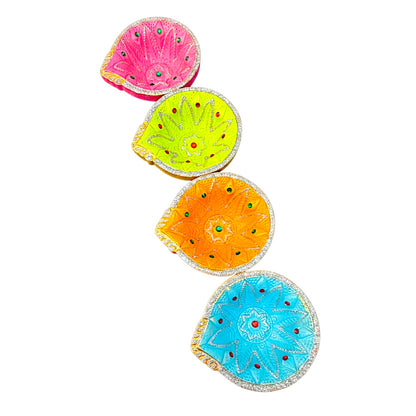 Exclusive strip of 4 color diyas (Chakri diya)  (MOQ=24pc)