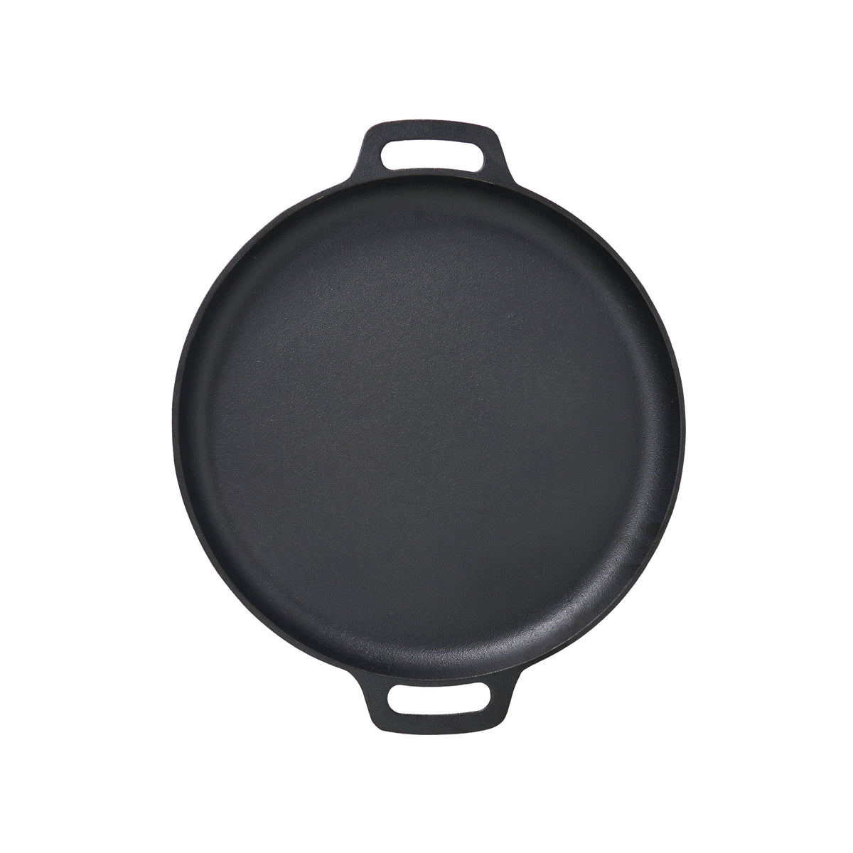 Cast Iron 14.5" double handle tawa with curved edges