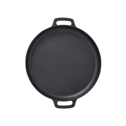 Cast Iron 14.5" double handle tawa with curved edges