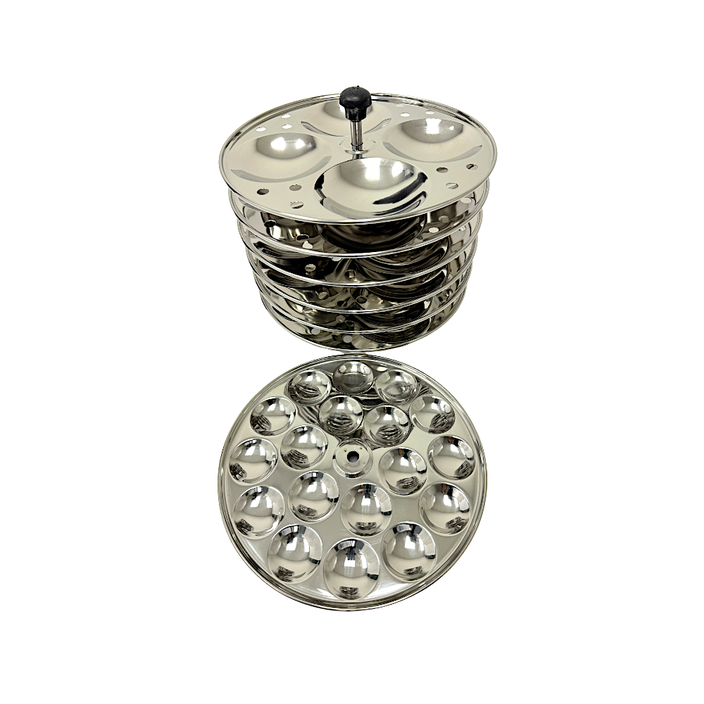 Stainless steel Idli stand 6 plates (makes 24 idli) large size +free Mini idli plate (MOQ=ea)