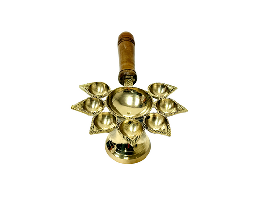 Item b1124 Brass Aarty 5 way with wooden handle (MOQ=ea)