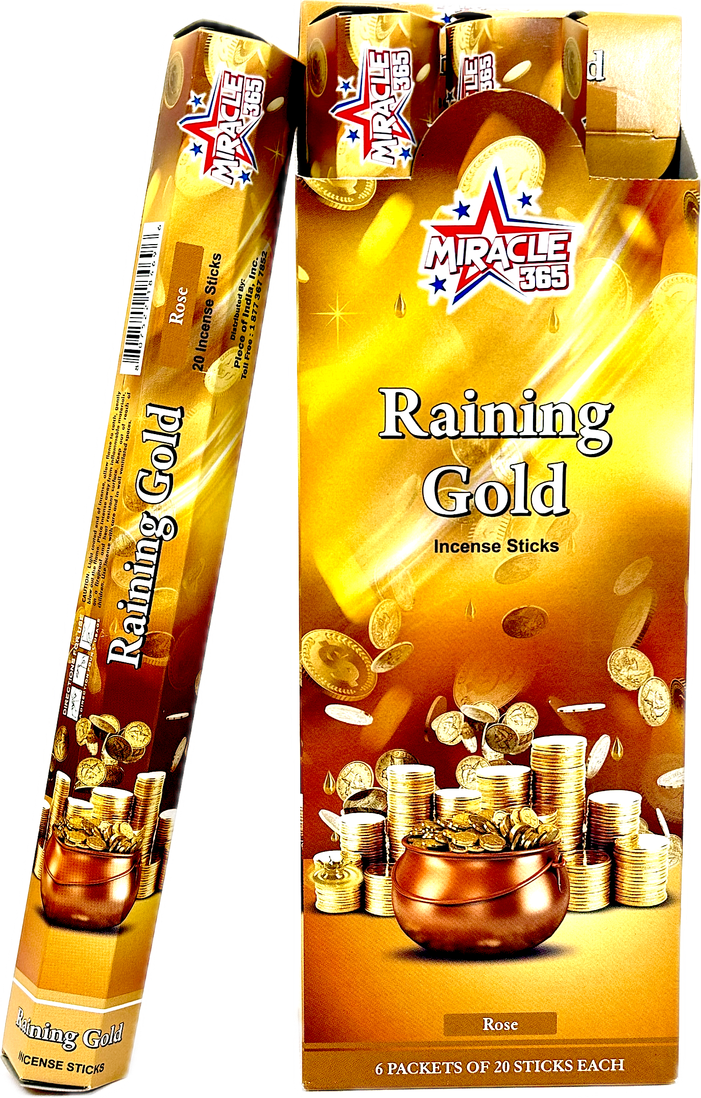 Miracle 365 brand Raining Gold (20 incense sticks*6)*10 (MOQ=10pc)