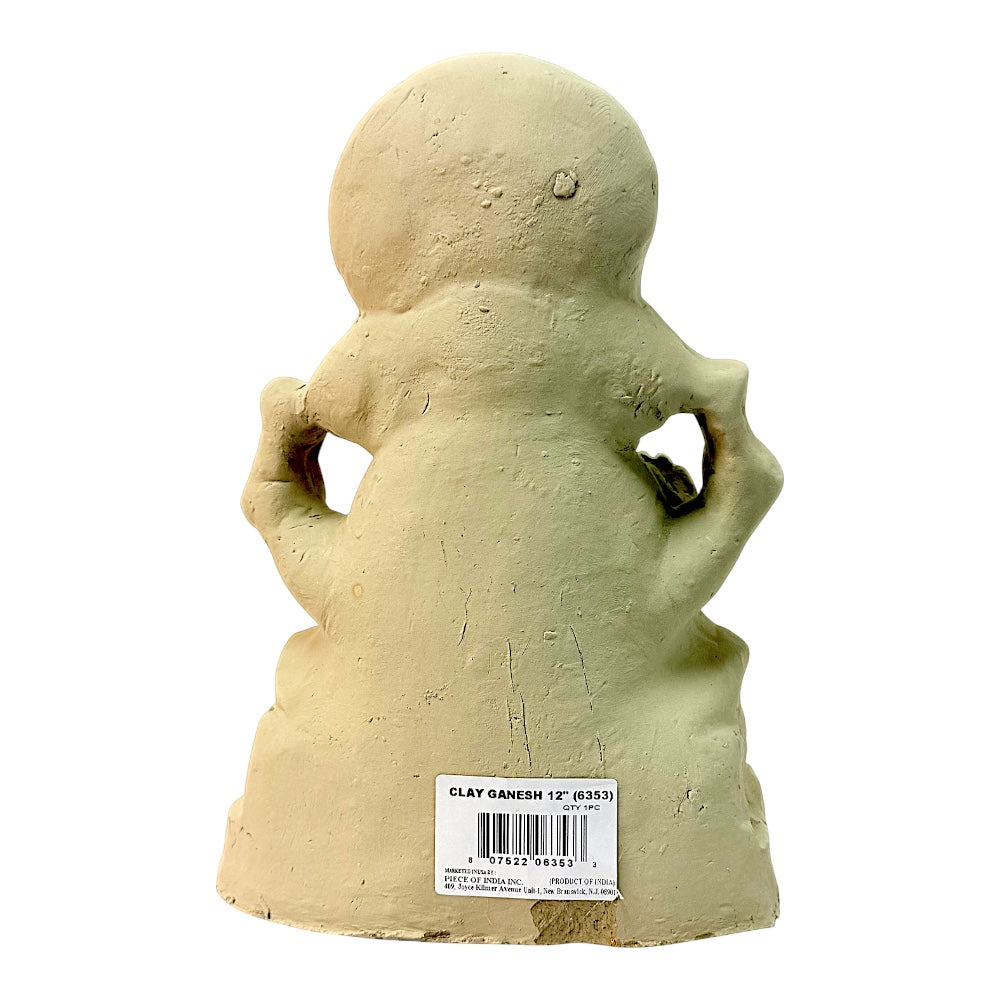 Eco-Friendly Clay Ganesha, Clay, color and gold on throne 12" (MOQ=4 pcs)