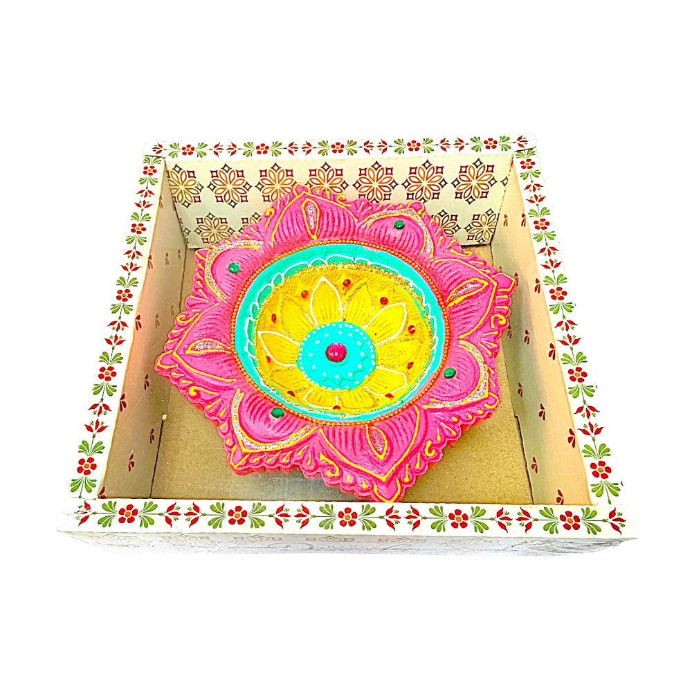 1 pc Happy Diwali Akhand Diya, colorful  assorted designs (MOQ=ea)