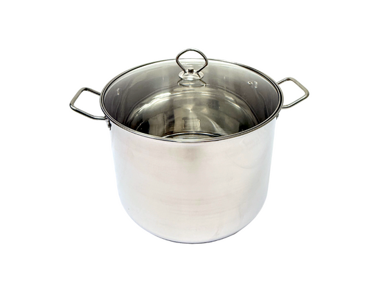 Steel clad bottom stock pot with glass lid W:9.25" H:7.5"  (MOQ=ea)