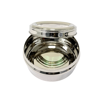 Super Shyne Stainless steel 5.5" container see thru top  (MOQ=ea)