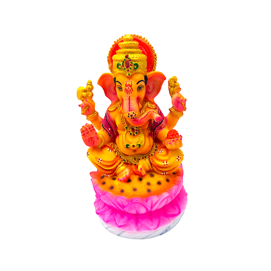 Lord Ganesha, colorful marble dust,  8 inches (MOQ=ea)
