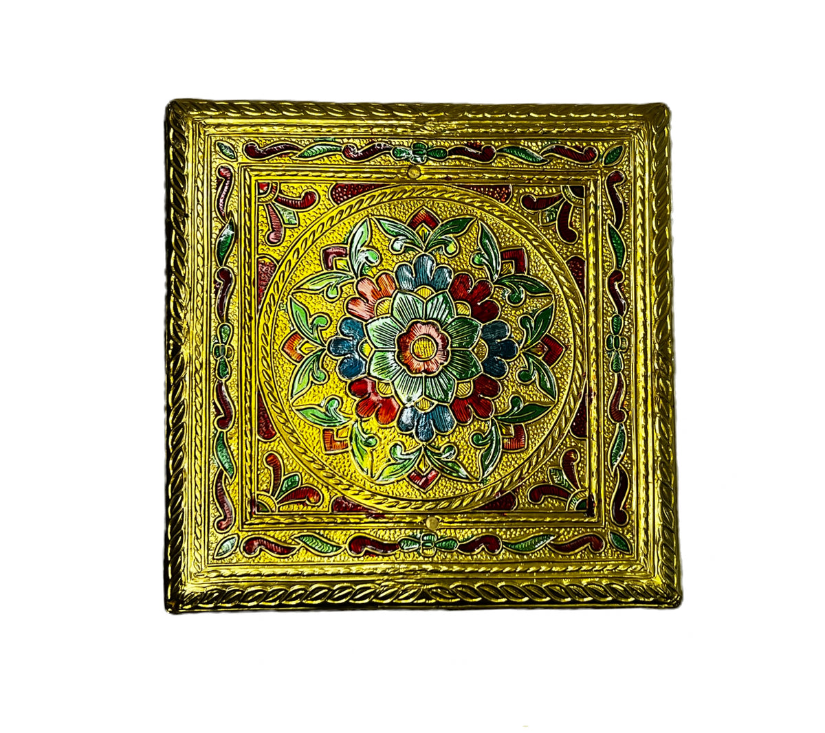 6" square Brass Meena (handwork)80752266666 (MOQ=ea)