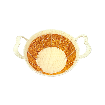 Mkaurs Round Basket with gold weaving (MOQ=dz)
