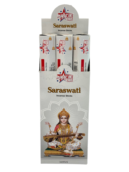 Miracle 365 Saraswati incense stiks(6 tubes of 20 sticks) frag lotus (MOQ=10pc)