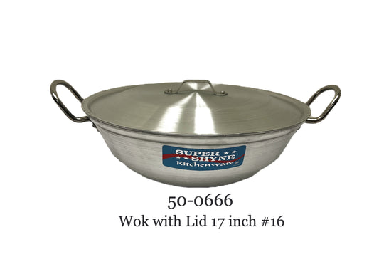 Aluminum Kadai (wok) #16 17" across w lid. (MOQ=ea)