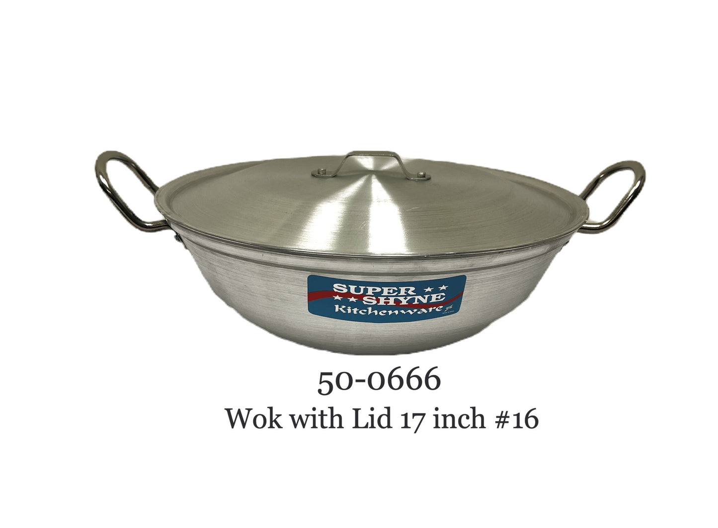 Aluminum Kadai (wok) across with lid. (MOQ=ea)