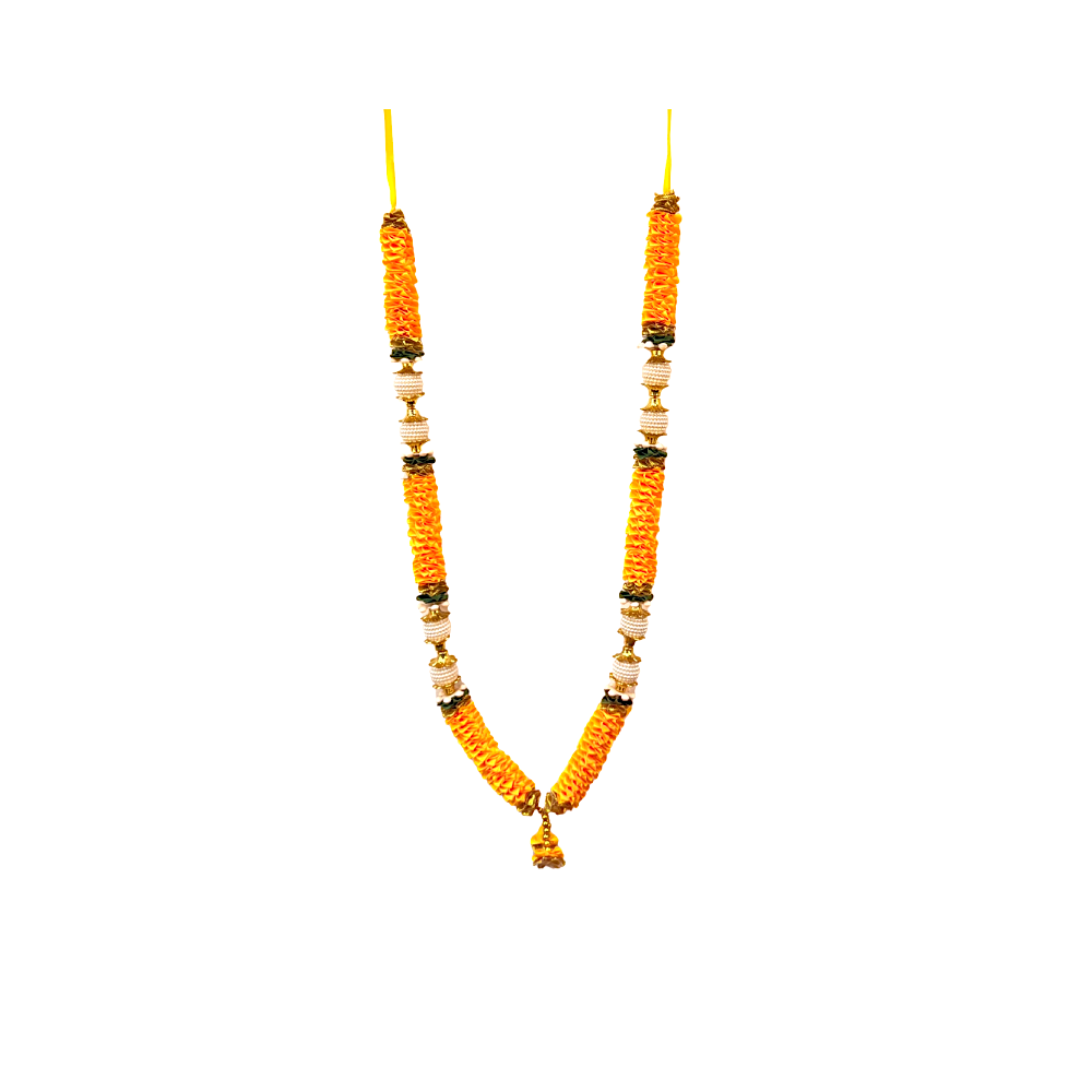 Garland 21 inch with ruffles and pearl stops yellow , red and pink MOQ=dz)