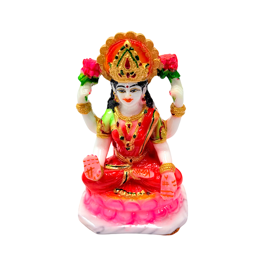 Goddess Laxmi statue, colorful marble dust, 6 inches (MOQ=ea)