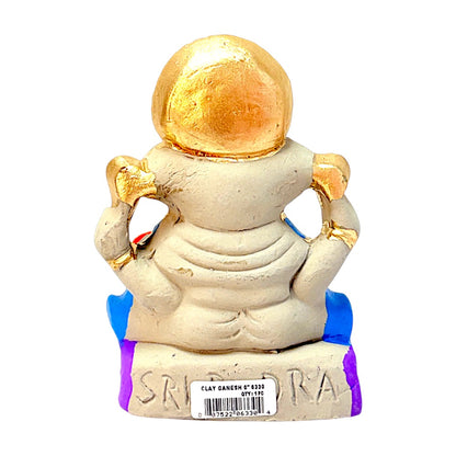 Eco-Friendly Clay Ganesha, clay, color and gold 6" (MOQ=18 pcs)