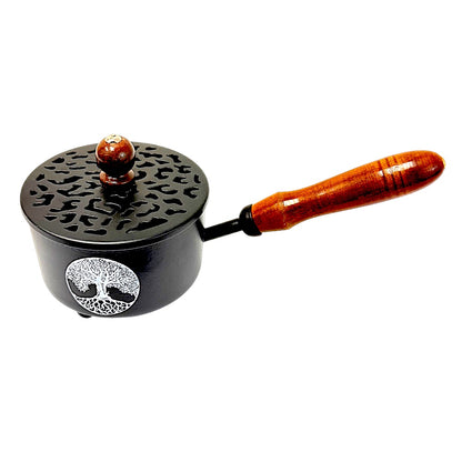 Tree of Life Iron charcoal burner with wooden handle