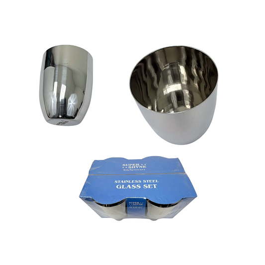 Glass LOTUS Steel set of 4 (MOQ=ea)