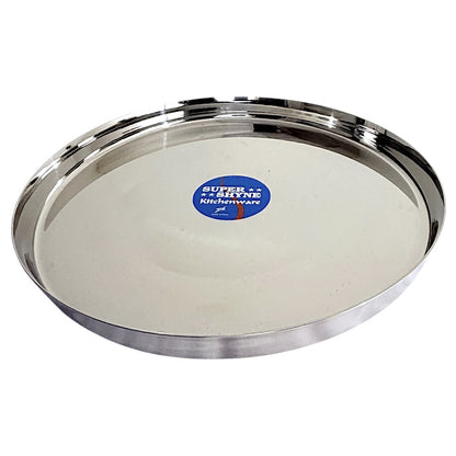 Steel Plate (Thali) with bent edges 21"  (MOQ=ea)
