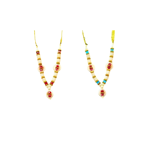 Garland 4 inch for statue with pearl design and ruby stops (assorted colors) (MOQ=dz)