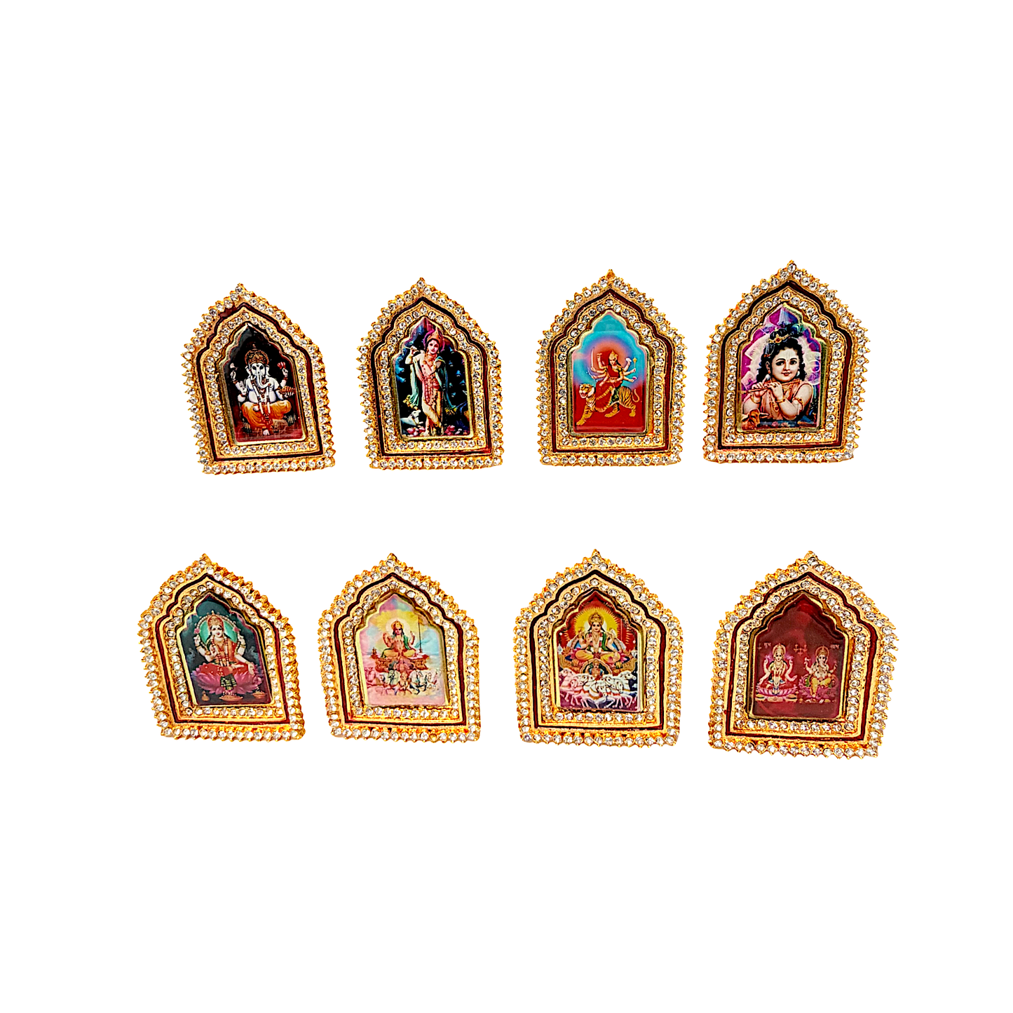 Kulin Car dashboard gold Mandir shape frame 3" high (Assorted ) (MOQ=ea)