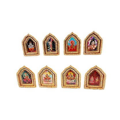 Kulin Car dashboard gold Mandir shape frame 3" high (Assorted ) (MOQ=ea)