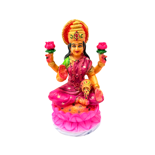 Goddess Laxmi, Pink colorful marble dust,  8 inches (MOQ=ea)