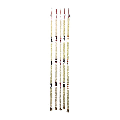 Flower strand white/off white Jasmine flowers with gold bell, 5.5 feet long  (MOQ=dz)