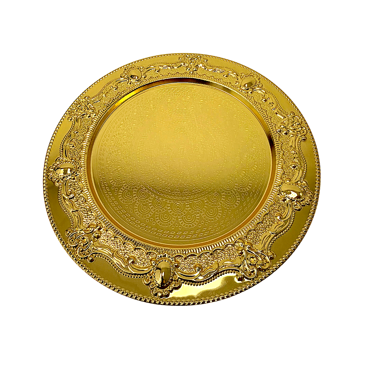 Metallic round decorative plate in gold 12.5" (MOQ=6pc)