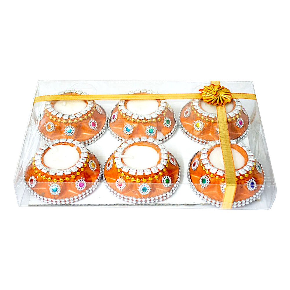 Diya with wax set of 6 x24 sets