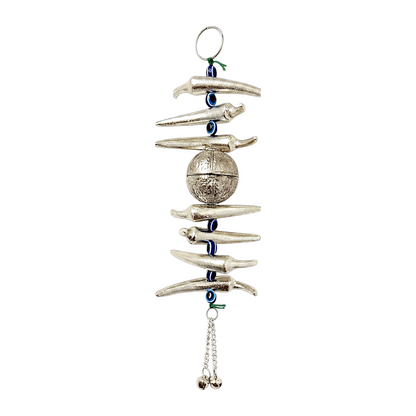 Metallic door hanging Nimbu Mirchi, 9.5 inches- Silver