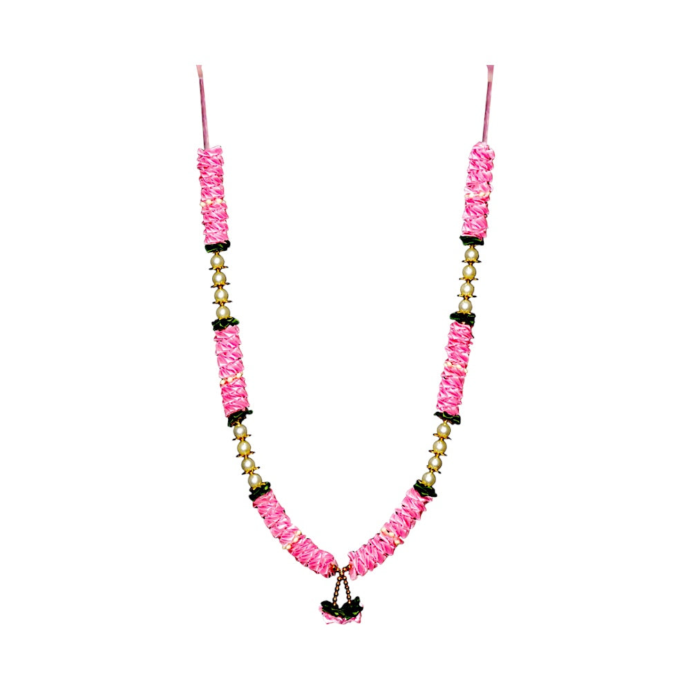 Garland 21 inch with pearls and satin ruffles  (assorted colors) (MOQ=dz)