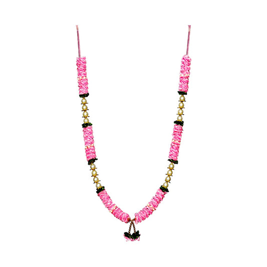 Garland 21 inch with pearls and satin ruffles  (assorted colors) (MOQ=dz)