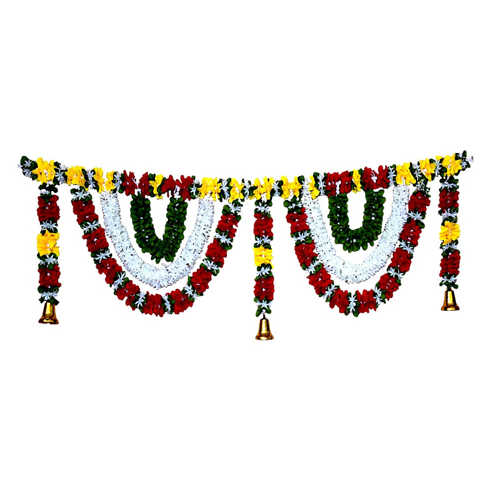 Red, White, Green & Yellow Floral Door Hanging with Bells, 42 inches (MOQ=ea)