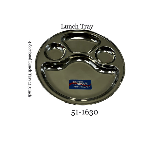 Lunch Tray round 11.5" 4 sectional  (MOQ=ea)