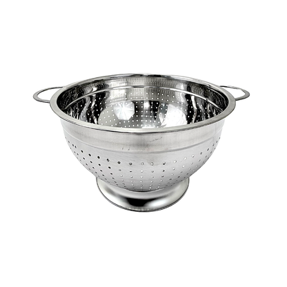 Colander steel, deep, Steel color,  handle on both sides 12" diameter (MOQ=10pc)