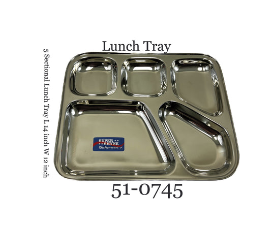 Lunch Tray L:14"  W: 12" 5 sectional  (MOQ=ea)