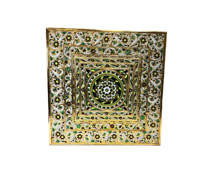 Bajat (table with short legs) brass meena 30" square (MOQ=ea)