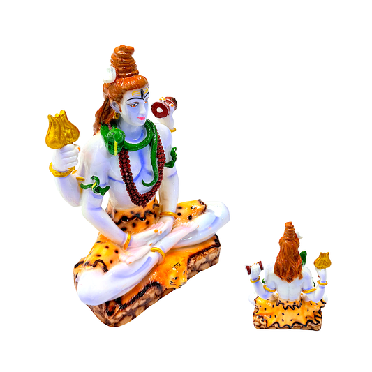 Lord Shiva statue, colorful marble dust, 8 inches (MOQ=ea)
